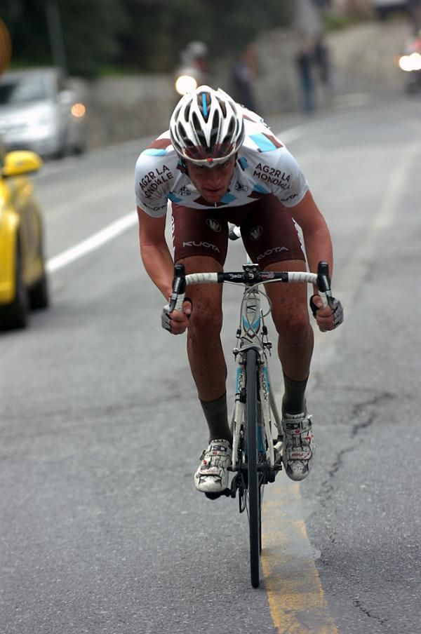 Maxime Bouet (AG2R) goes on the attack late in the race.