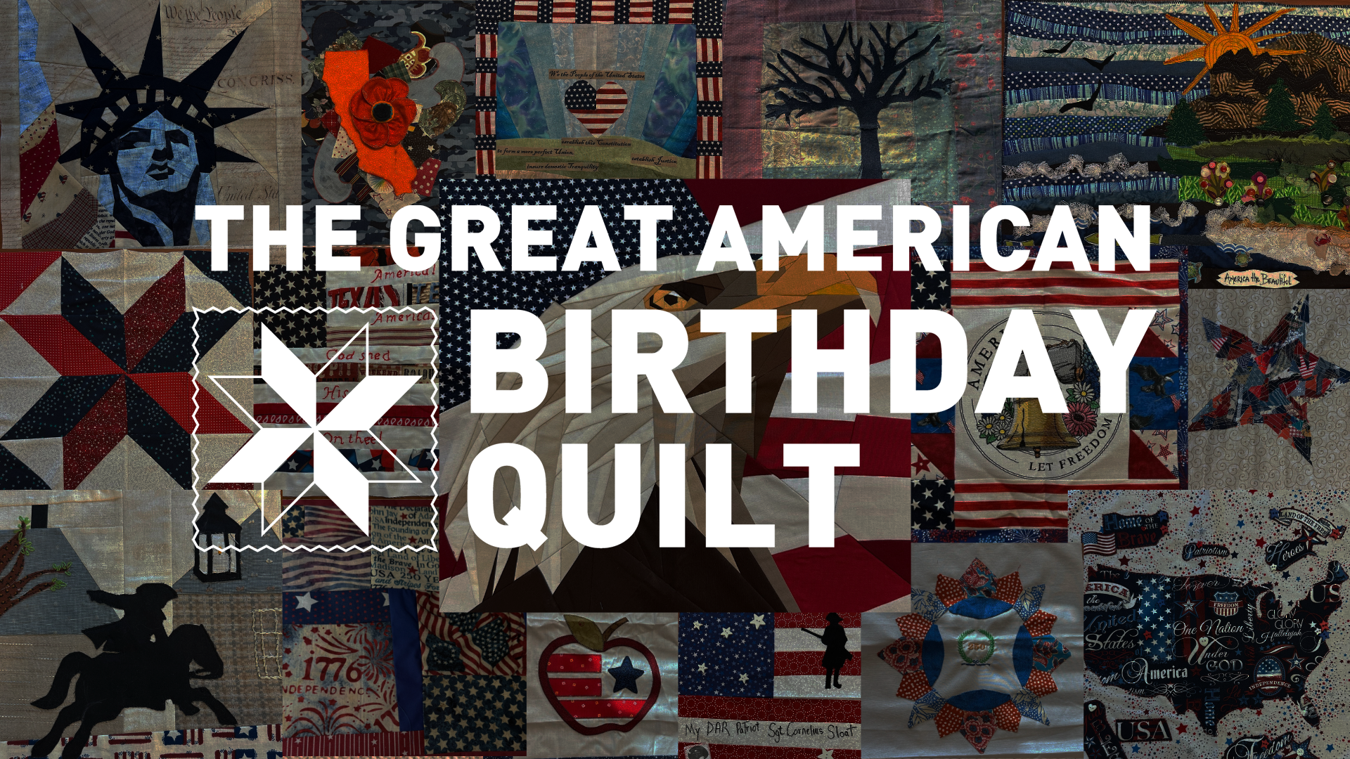 Various quilts for the Great American Birthday with logo