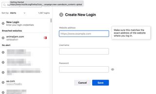 Create a new Firefox username/password combination
