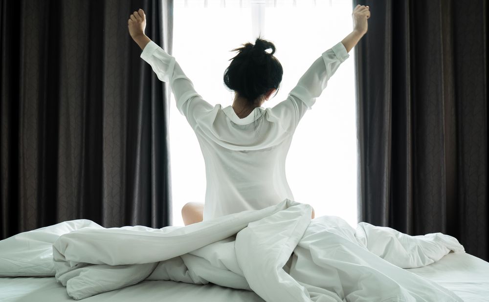 woman, waking up