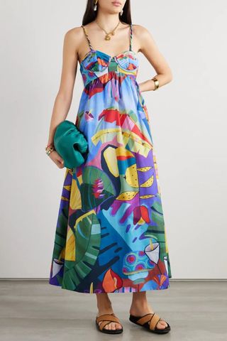 Farm Rio Tropical Scenario printed cotton-poplin maxi dress