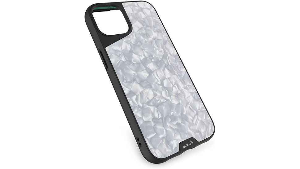 Casing Pelindung Mous untuk iPhone 13 mini dengan latar belakang putih