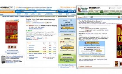 Amazon is reportedly testing out its site redesign on random customers, which one Flickr user screen grabbed while searching for a book.