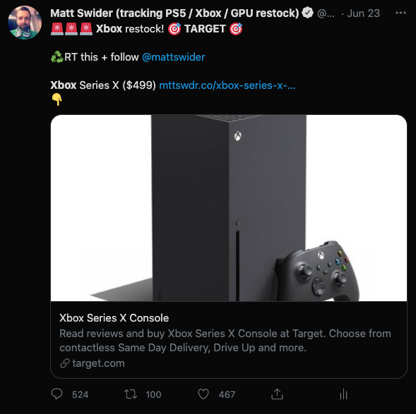 Target Xbox Series X restock Twitter alert