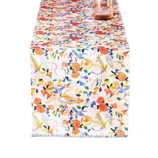 A bright floral table runner