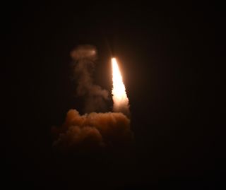 A Minuteman III intercontinental ballistic missile launches on an unarmed test run from California’s Vandenberg Air Force Base just after midnight PDT on April 26, 2017.