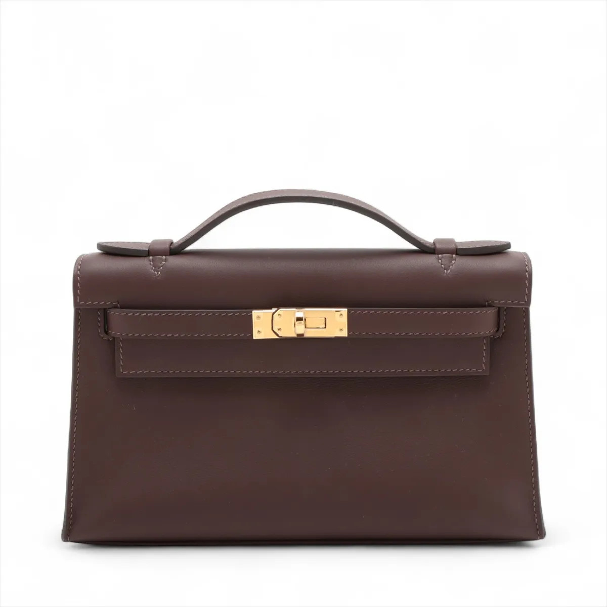 Herm&amp;egrave;s Pochette Kelly Mini Veau Swift Havane Gold Metal Fittings K: 2025