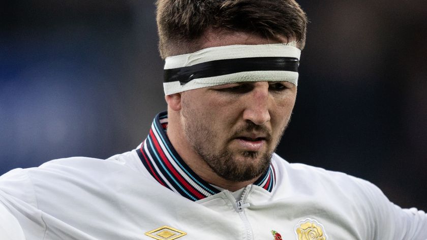 England&#039;s Tom Curry looks on during the Autumn Nations Series 2025 match prior to England vs Japan