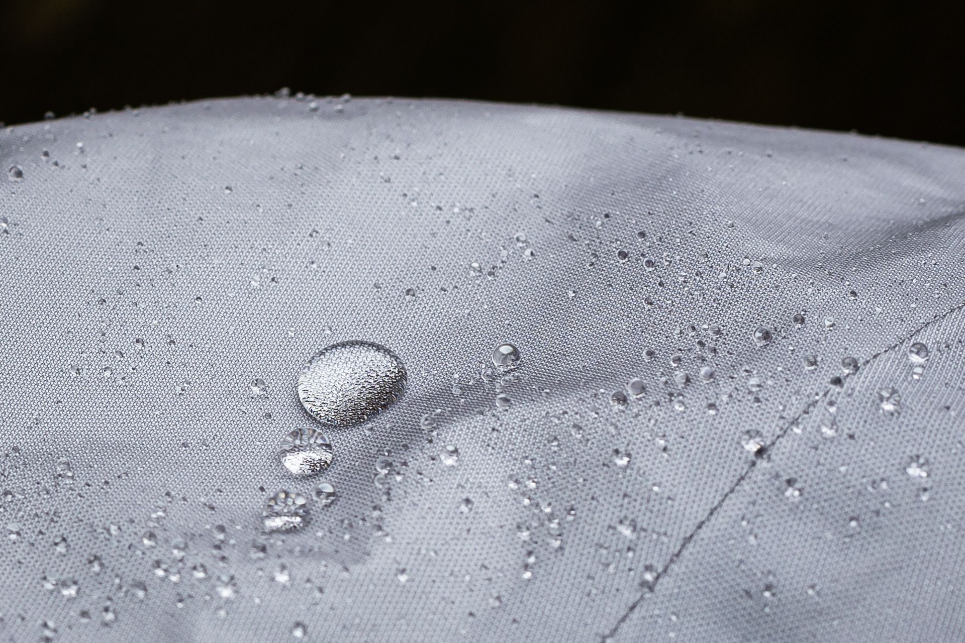 Close-up of a drop of water on the Gore-Tex Active Technology fabric