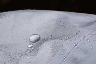 Close-up of a drop of water on the Gore-Tex Active Technology fabric