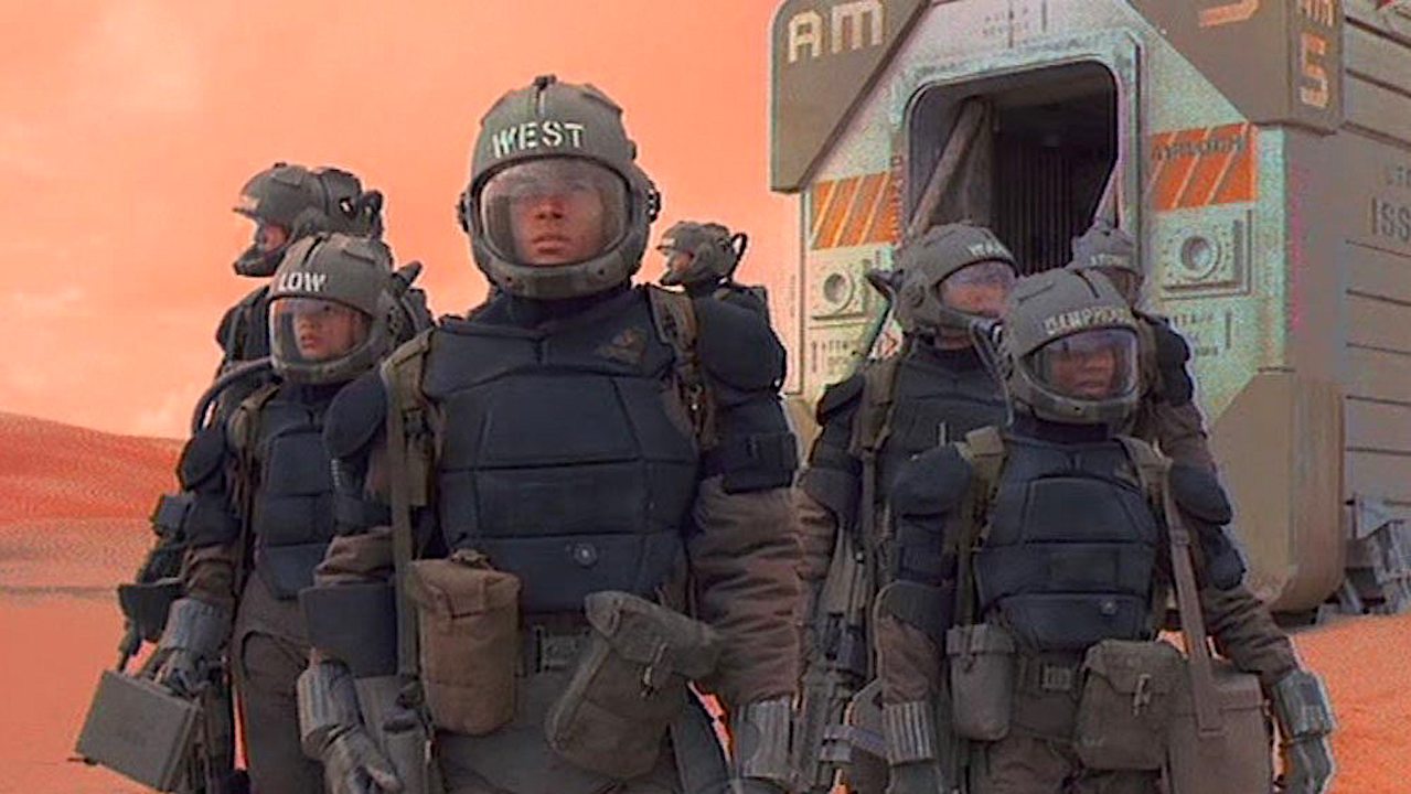 a group of space marines on a remote planet