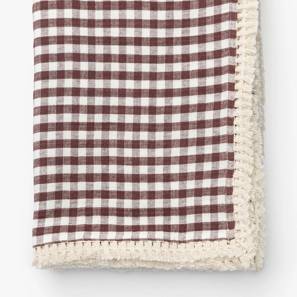 brown gingham tablecloth