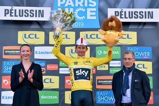 Michal Kwiatkowski in yellow after stage 4 at Paris-Nice