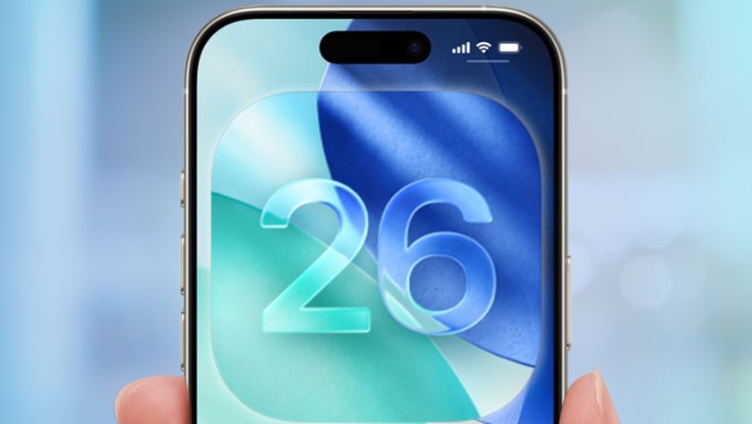 iOS 26 logo on the home screen of an iPhone