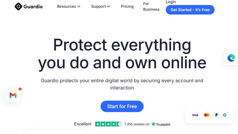 Website screenshot of Guardio (July, 2025)