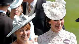 ASCOT, UNITED KINGDOM - JUNE 20: (EMBARGOED FOR PUBLICATION IN UK NEWSPAPERS UNTIL 48 HOURS AFTER CREATE DATE AND TIME) Catherine, Duchess of Cambridge and her mother Carole Middleton attend day 1 of Royal Ascot at Ascot Racecourse on June 20, 2017 in Ascot, England. (Photo by Max Mumby/Indigo/Getty Images)