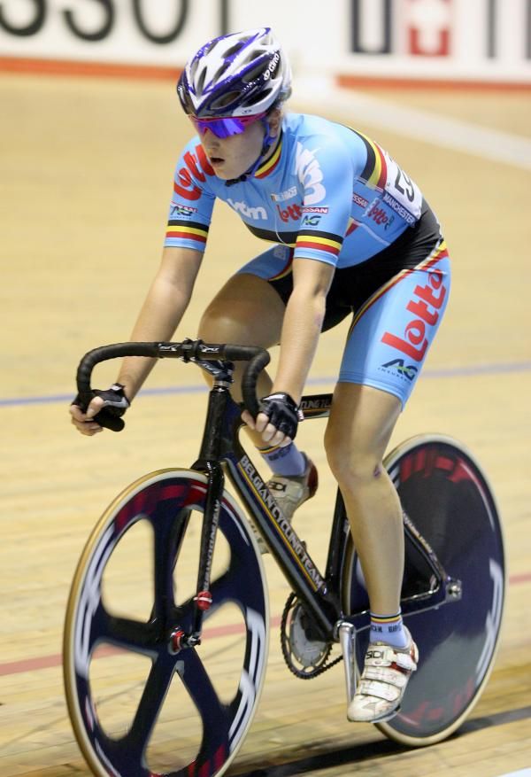 Belgum's Kelly Druyts in the women's points race qualifier
