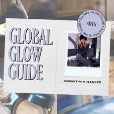 samantha holender on a gondala in aspen for a beauty and wellness guide