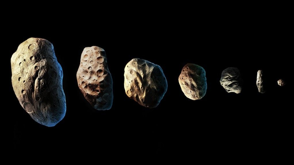 Asteroid size comparison of those found in asteroid belt