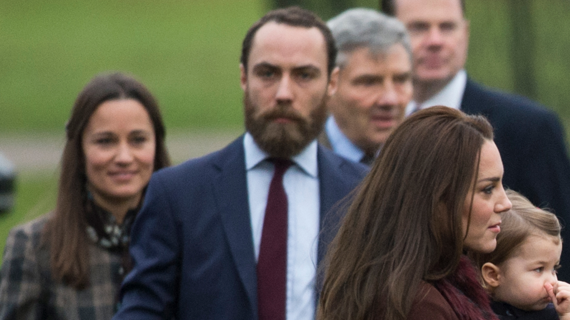 Pippa Middleton, James Middleton, and Kate Middleton attend Church on Christmas Day on December 25, 2016