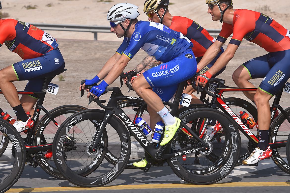 Elia Viviani (Quick-Step Floors) in the lead at the Dubai Tour.