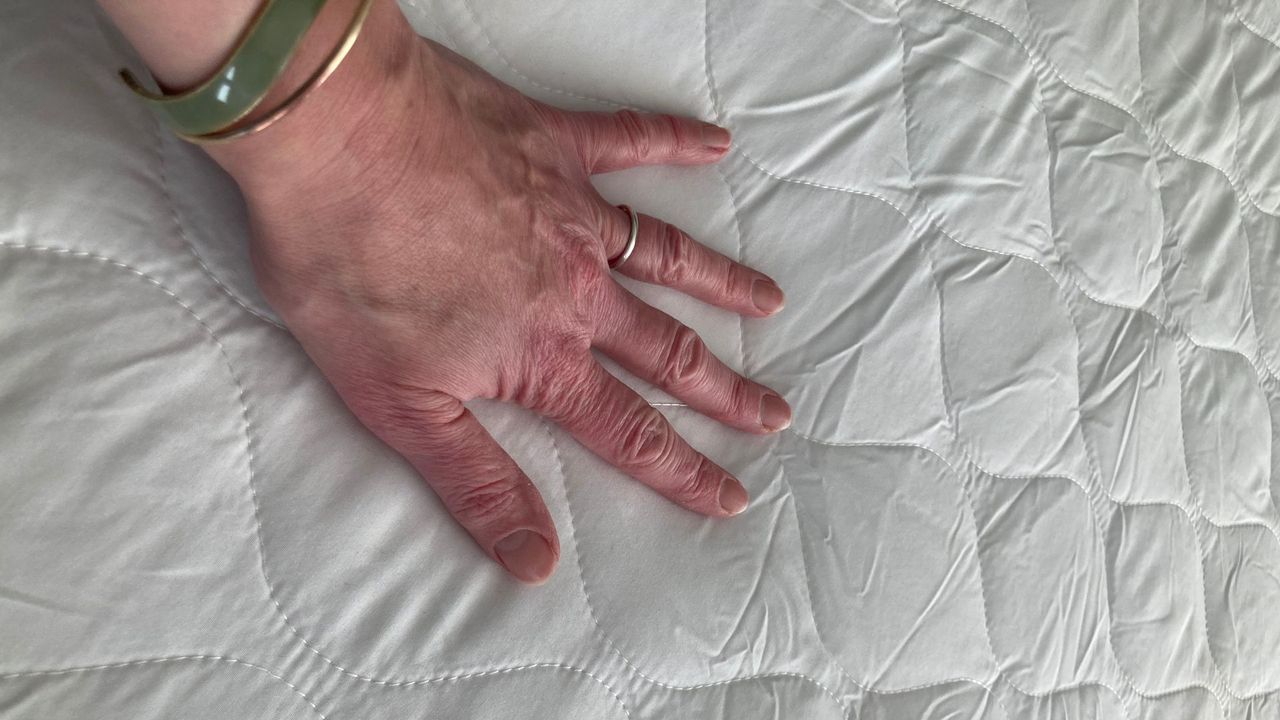 M&amp;S Fresh &amp; Cool Mattress Protector on our tester, Linda's bed