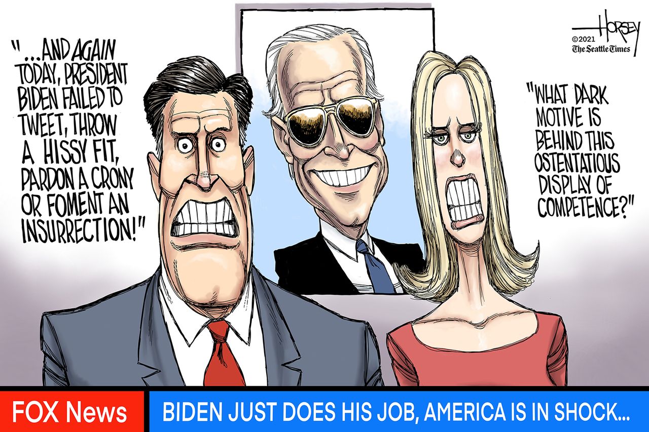 Political Cartoon U.S. biden fox news