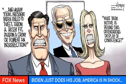 Political Cartoon U.S. biden fox news