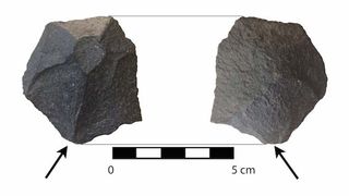 An example of the type of stone tool fragments discovered in Monte Verde, Chile.