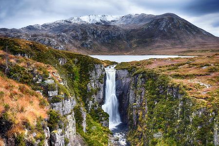 Loch na Gainmhich, with Wailing Widows tumbling down.