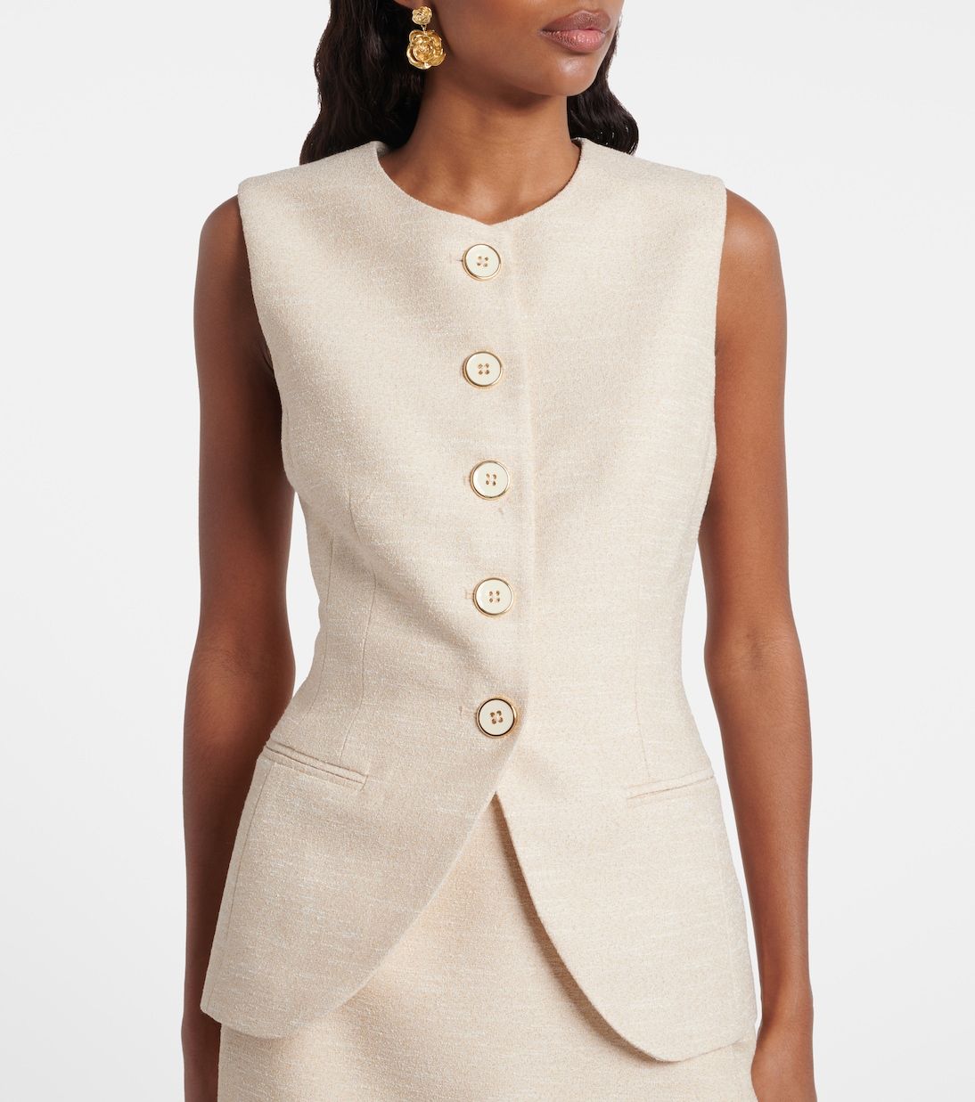 Winnie Tweed Vest in Beige - Rebecca Vallance