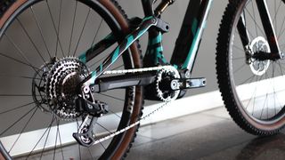 Details of the SRAM XX AXS T-Type transmission on the new prototype Whyte E-Lyte 140 Works e-MTB