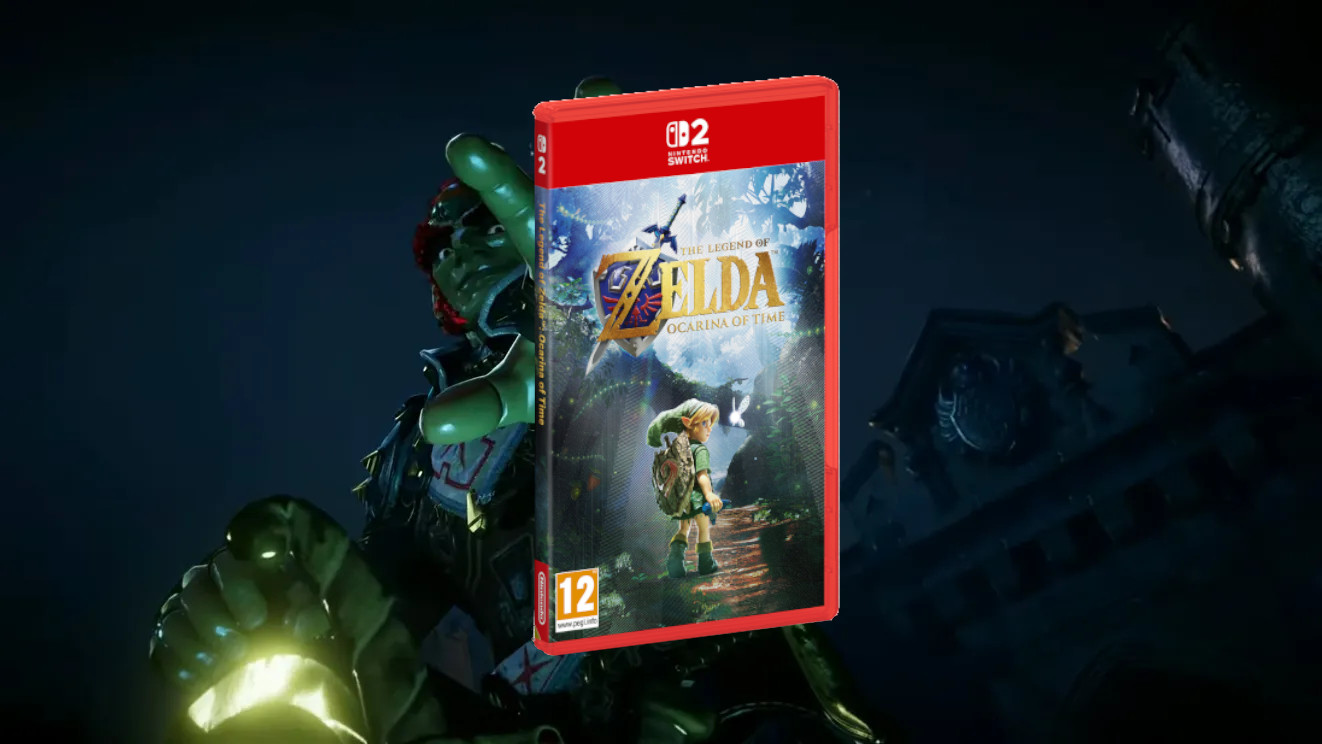A screenshot from the Ocarina of Time remake with Ganon reaching out to grab a copy of the game's limited run physical box.