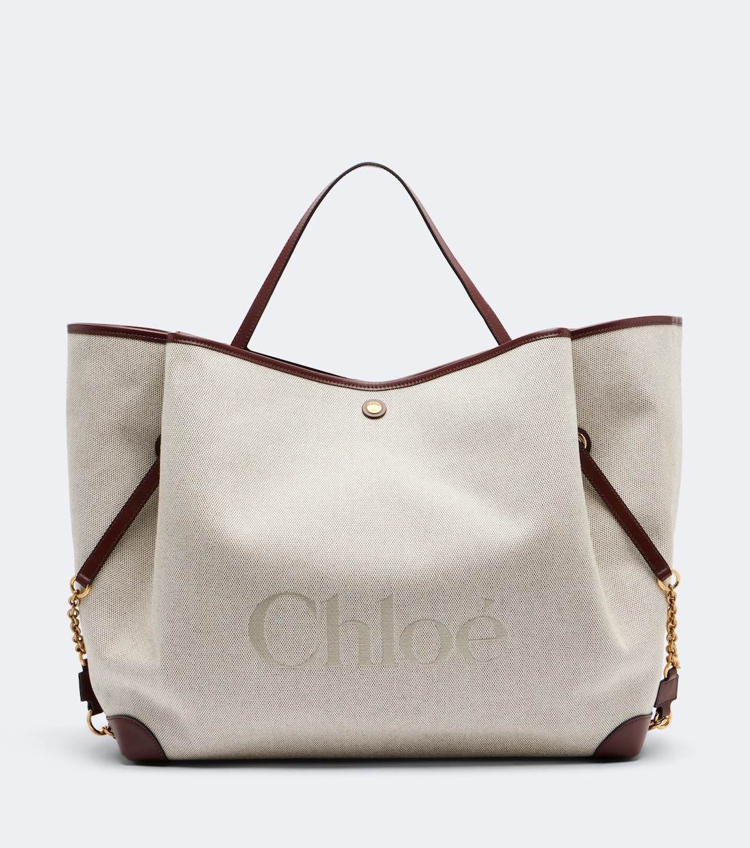 Chlo&amp;eacute; Clover Leather-Trimmed Canvas Tote Bag in White - Chloe