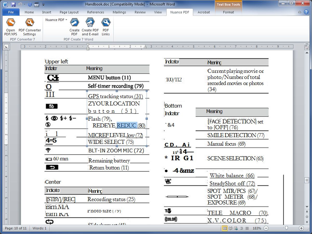 PDF-to-Word conversion and the Nuance Ribbon tab for Word 2010