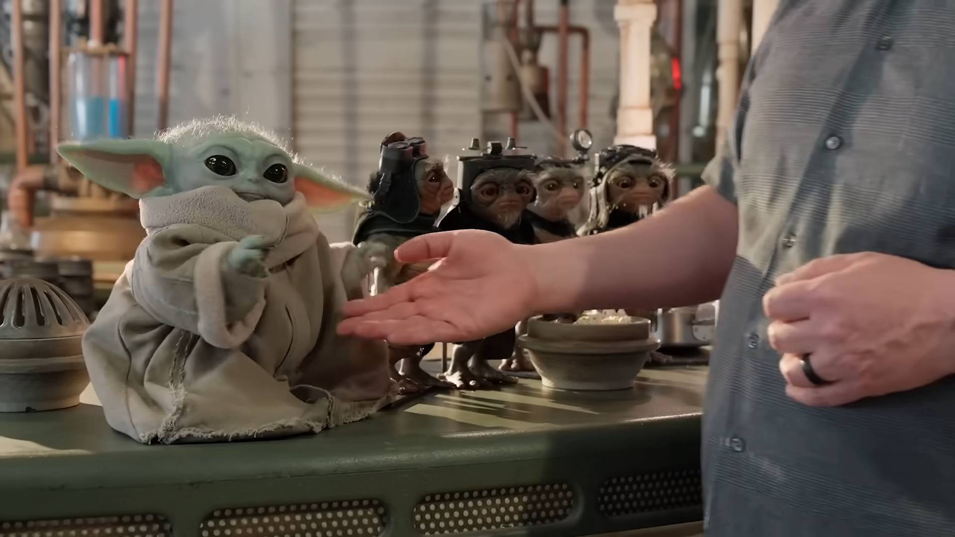 An image of a Grogu puppet from the Disney Worldbuilders trailer