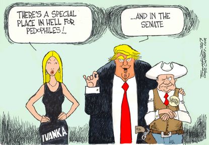 Political cartoon U.S. Trump Ivanka sexual abuse Roy Moore