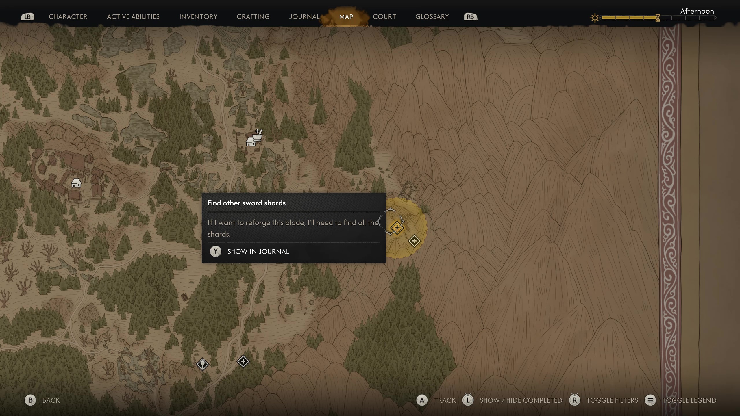 Southeast location of the Sword Shard in The Blood of Dawnwalker