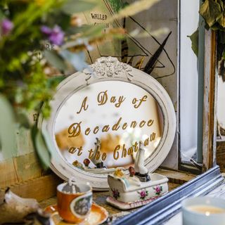 Small mirror with small vintage accessories