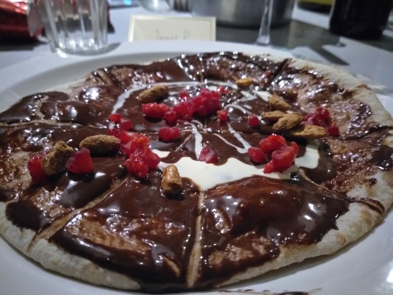6. This chocolate pizza - yes, that's a thing - is a little dull and we didn't even think the lighting was that bad for this photo but it still struggled.