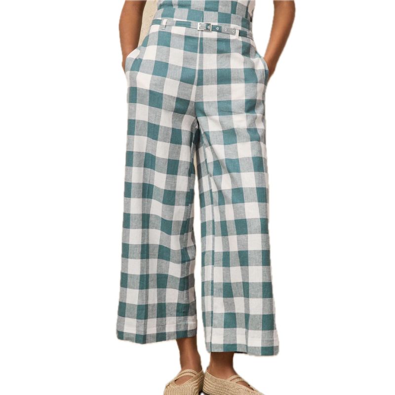 Next , Gingham Linen Rich Belted Culottes