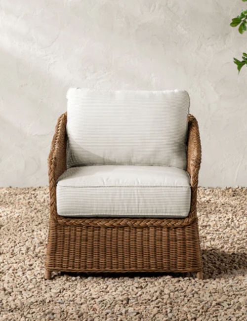 Haviland Outdoor Lounge Chair With Perennials Taupe Stripe