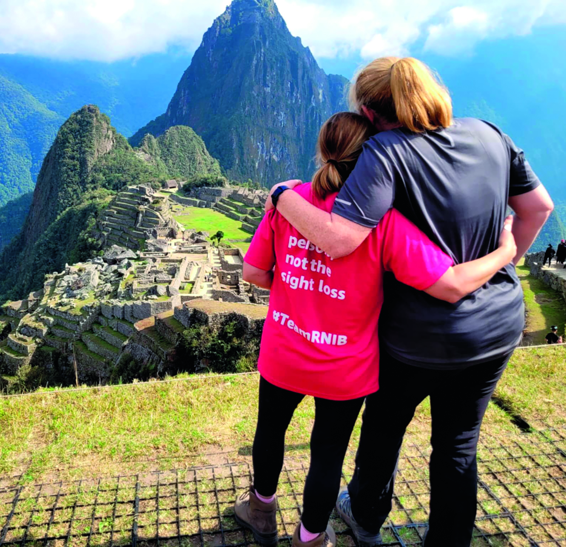 Cathie and Tricia looking at Machu Picchu together