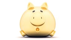 A very fat golden piggy bank.