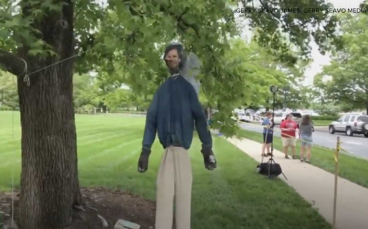 An effigy of Kentucky Gov. Andy Beshear.