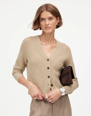 Madewell SoftWool Button-Front Cardigan