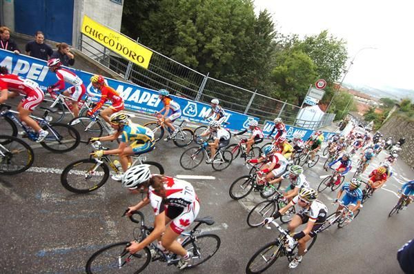 The peloton in action during the women's road race.