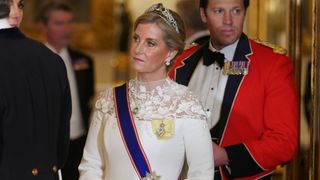 Sophie, Duchess of Edinburgh attends the State Banquet at Buckingham Palace on November 21, 2023
