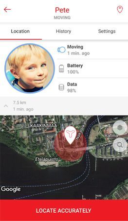 Yepzon One image: You can view an individual tracker&rsquo;s stats, such as its location, battery level and whether or not it&rsquo;s currently moving.