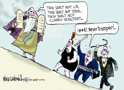 Political cartoon U.S. ten commandments never trumper